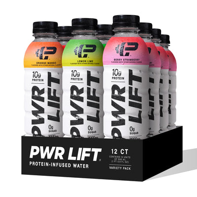 Whey Protein Water Sports Drink by PWR LIFT | Orange Mango | Keto, Vitamin B, Electrolytes, Zero Sugar, 10g of Protein | Post-Workout Energy Beverage | 16.9oz (Pack of 12)