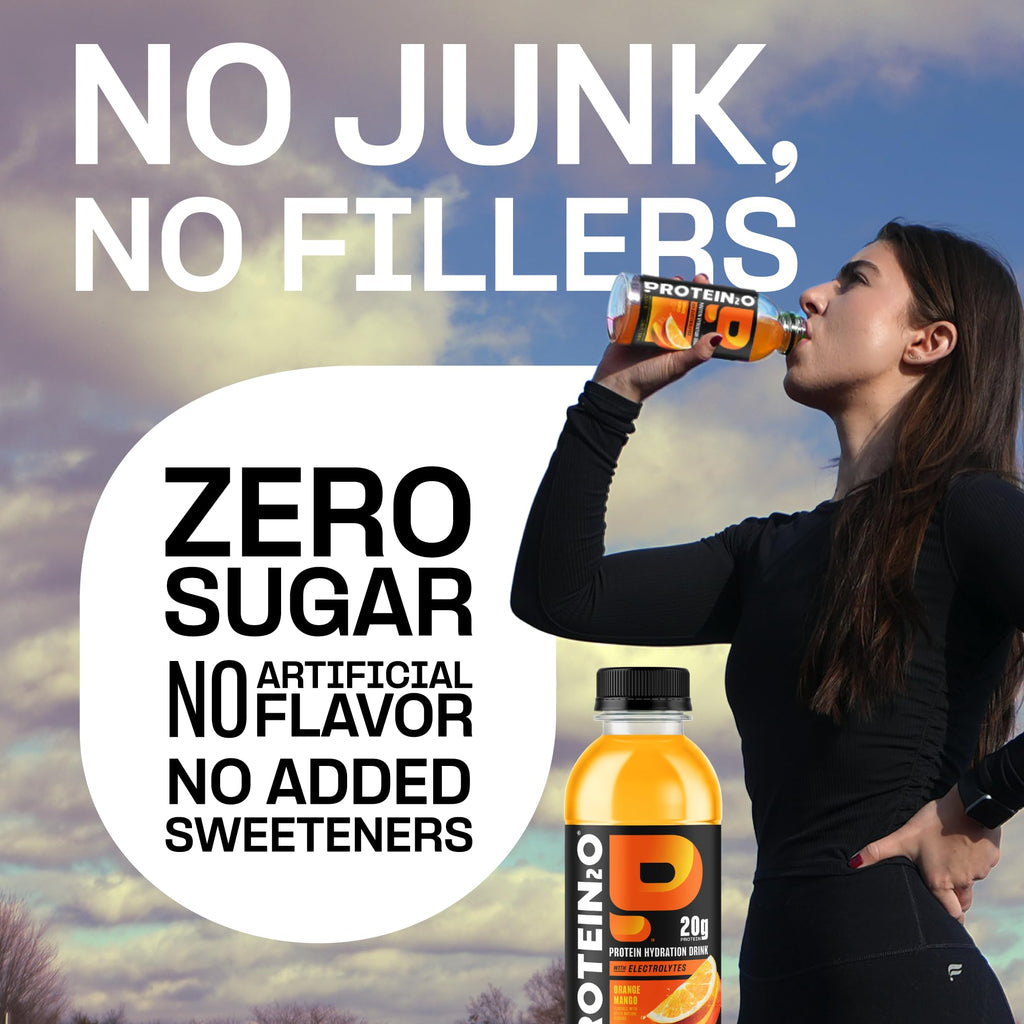 Protein2o Hydration Drink - 2-in-1 Liquid Clear Whey Protein Isolate and Electrolyte Drink - 20g Protein, Vitamins B5, B6 - Post-Workout Recovery - 16.9 Fl Oz - 12 Count Strawberry Watermelon