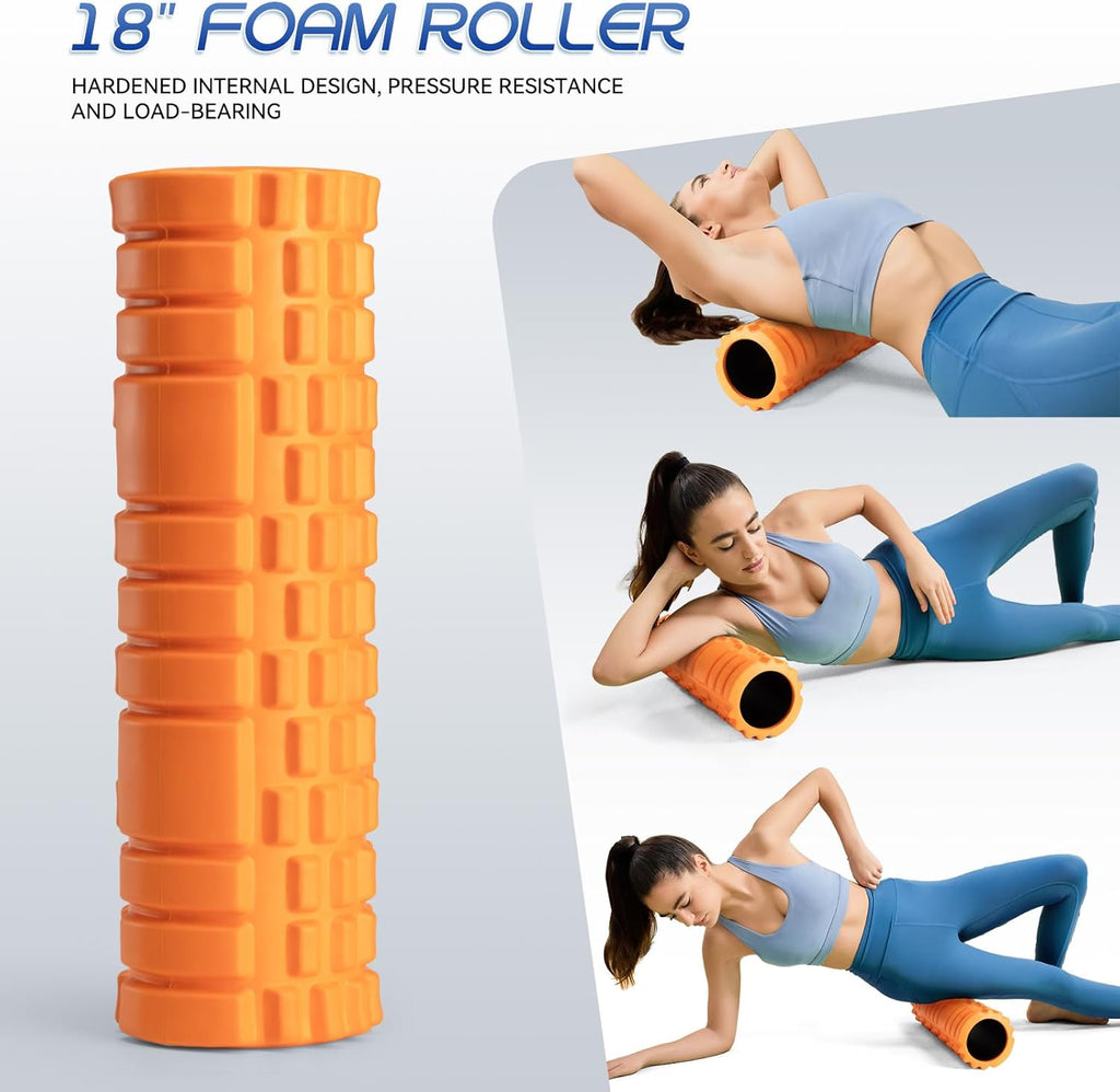 Foam Roller High Density 18" Foam Roller for Deep Tissue Muscle Massage, Trigger Point Fitness Exercise Massage Roller Self-Myofascial Back Roller Release for Whole Body