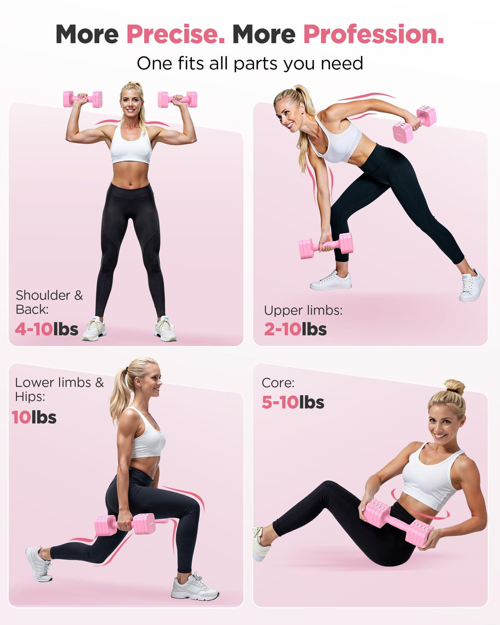 FEIERDUN 5-in-1 Adjustable Dumbbell Set of 2, 20LBS/10LBS Hand Weights for Women, 1s-Adjust Dual-Stable Dumbbell Set for Women Home Gym & Outdoor