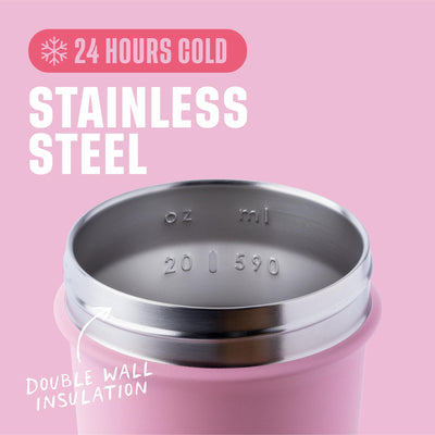 BlenderBottle Strada Shaker Cup Insulated Stainless Steel Water Bottle with Wire Whisk, 24-Ounce, Black