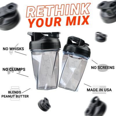 HELIMIX 2.0 Vortex Blender Shaker Bottle Holds upto 28oz | No Blending Ball or Whisk | USA Made | Portable Pre Workout Whey Protein Drink Shaker Cup | Mixes Cocktails Smoothies Shakes | Top Rack Safe