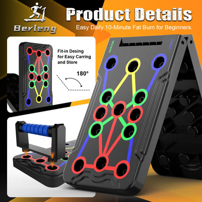 Solid Push Up Board 15 in 1 Home Workout Equipment Multi-Functional Pushup Stands System Fitness Floor Chest Muscle Exercise Professional Equipment Burn Fat Strength Training Arm Men & Women Weights