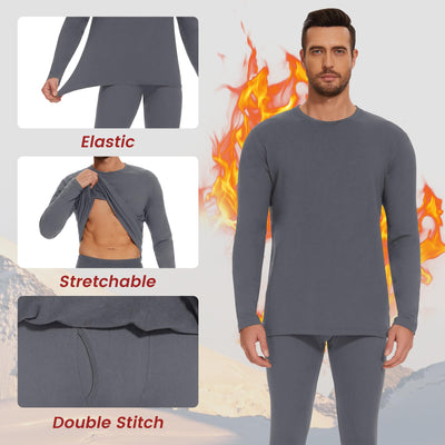 Thermal Underwear for Men Long Johns Set - Fleece Lined Base Layer for Cold Weather Winter Clothes