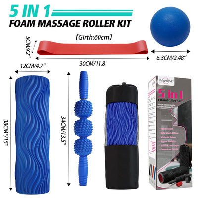 Foam Roller High Density Foam Roller Set for Deep Tissue Muscle Massage, 18" Trigger Point Fitness Exercise Massage Roller, Self-Myofascial Release for Whole Body (Black-18(2 in 1))