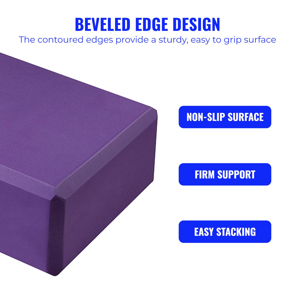 Hello Fit 3" Yoga Block, 10 Pack Bulk EVA Foam Yoga Blocks, Firm and Supportive Yoga Brick, Balance Foam for Stretching, Pilates, and Workout, 3" x 6" x 9"