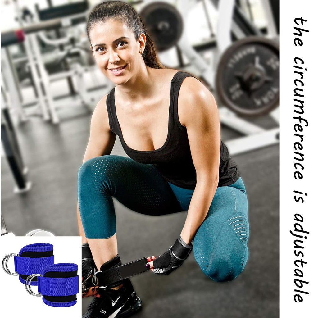 Ankle Straps Ankle Resistance Bands Wrist Cuffs Padded Straps Adjustable Fitness Glute Kickback D-Ring for Cable Machine Gym Foot Leg Training Brace Support 1 Pair