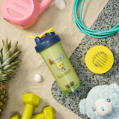 BlenderBottle Spongebob Shaker Bottle Pro Series Perfect for Protein Shakes and Pre Workout, 28-Ounce, Blue, Im Ready!