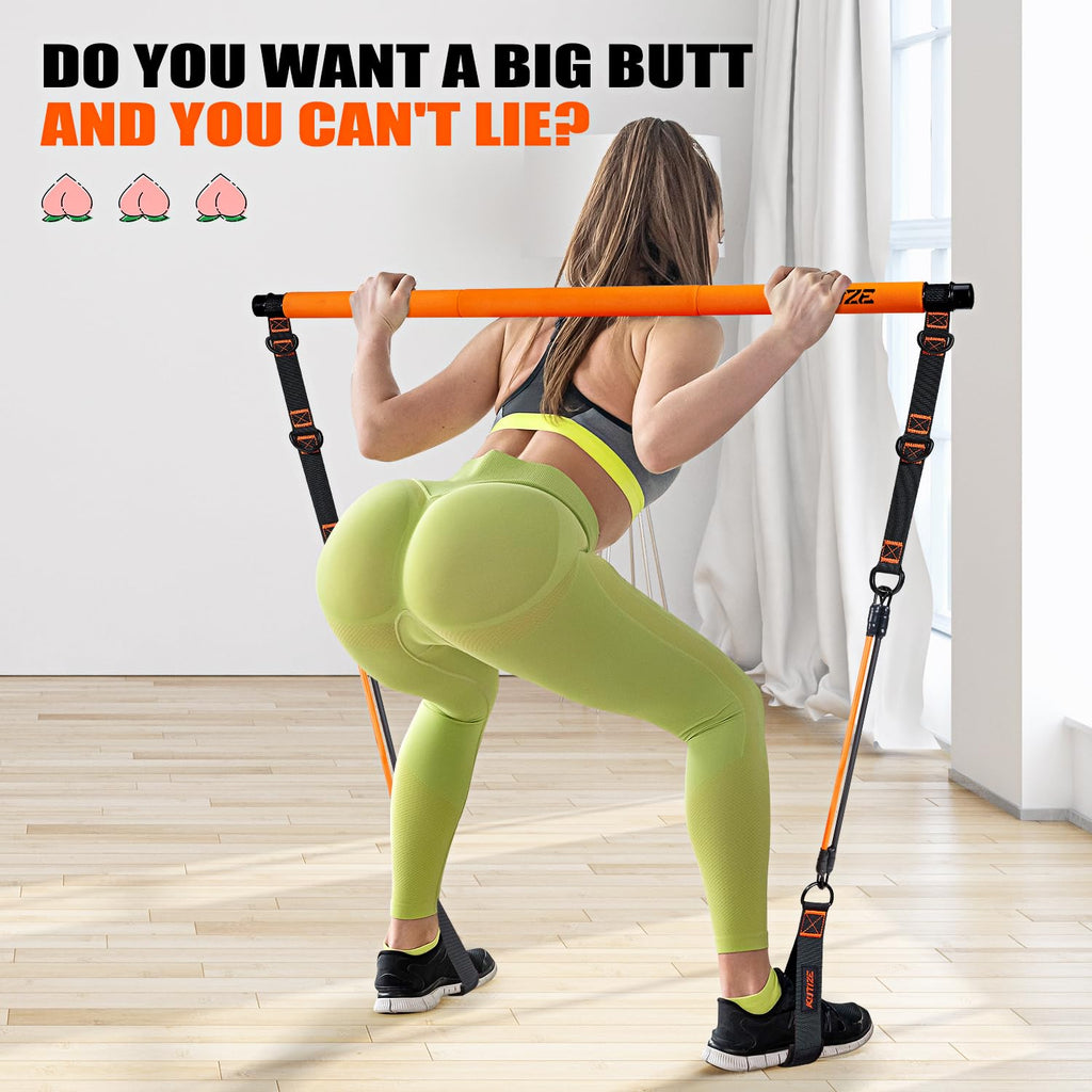 Pilates Bar Kit with Resistance Bands, Pilates Equipment, Multifunctional Pilates Bar for Women & Men, Pilates kit for Hip, Back, Arm, Full-Body Workouts, Home Gym Strength Training Equipment
