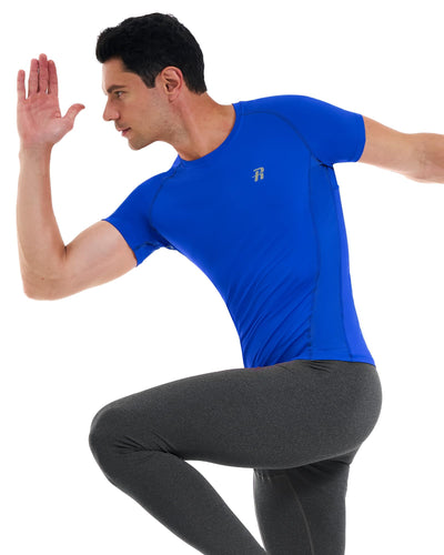 Runhit 3 Pack Men's Compression Shirts Short Sleeve Athletic T Shirt Cool Dry Workout Tops Sports Base Layer Undershirt