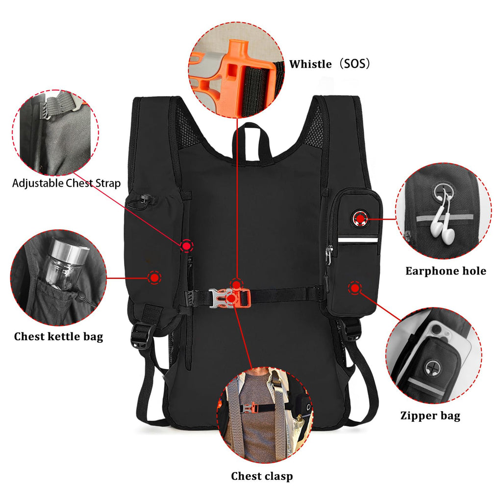 15L Small Hiking Backpack Foldable Ultralight Trekking Camping Outdoors Backpack for Women Men (black)