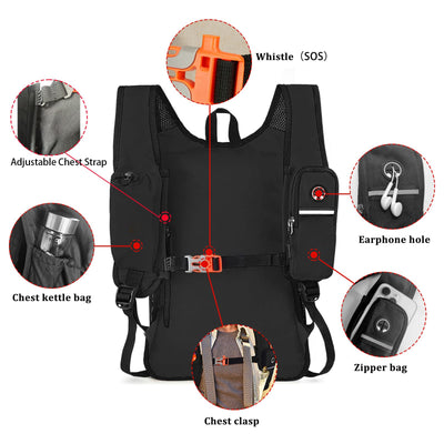 15L Small Hiking Backpack Foldable Ultralight Trekking Camping Outdoors Backpack for Women Men (black)