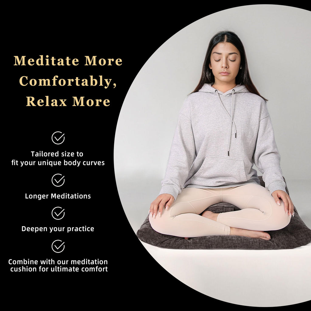 Meditation Zafu Cushion Set with Buckwheat Hulls & Memory Foam - Ergonomic Support for Yoga & Sitting - Removable Machine-Washable Luxury Velvet Cover - for Adults and Kids (Blue)