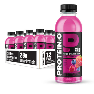 Protein2o Hydration Drink - 2-in-1 Liquid Clear Whey Protein Isolate and Electrolyte Drink - 20g Protein, Vitamins B5, B6 - Post-Workout Recovery - 16.9 Fl Oz - 12 Count Strawberry Watermelon