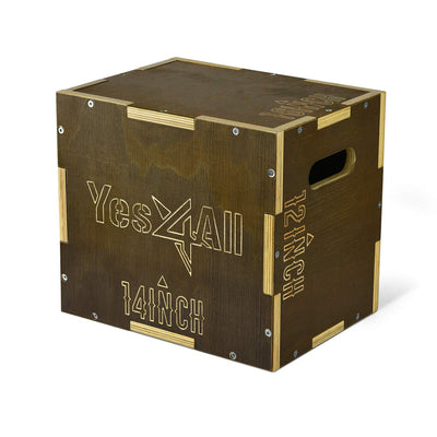 Yes4All Plyo Box, 3-in-1 Wooden Box Jumps for Home Gym, 450 lbs Boxes Step Up with Smooth Edges & Wide Built-in Handles for Jumping, Strength Training, Lunges, Squats, Dips