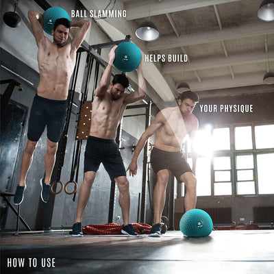 Yes4All Upgraded Fitness Slam Medicine Ball 10lbs for Strength, Power Workout | Exercise, Workout Ball | Orange Beast