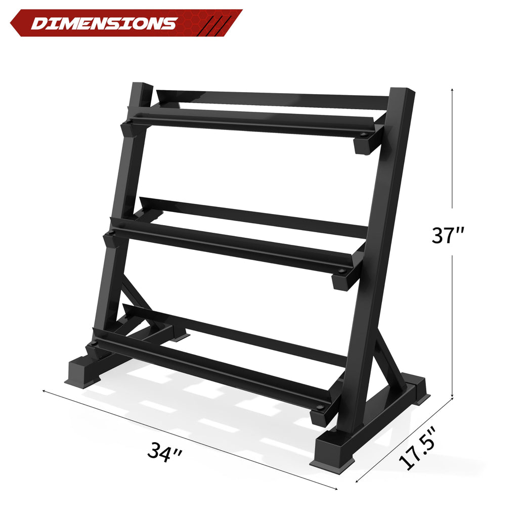 Zlinke 3-Tier Dumbbell Rack Multilevel Weight Storage Organizer for Home Gym, Weight Rack for Dumbbells, Kettlebells,1100LBS Capacity (Rack Only)