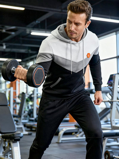 Mens Hoodie Tracksuit Set 2 Pieces Athletic Fleece Hooded Sweatsuit Casual Outfit Sweatshirt and Joggers Set