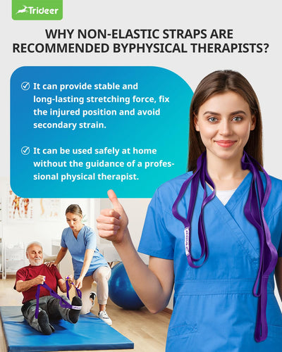 Trideer Stretching Strap Yoga Strap Physical Therapy for Home Workout, Exercise, Pilates and Gymnastics, 10 Loops Non-Elastic Stretch Bands with Aesthetic Packaging for Women & Men