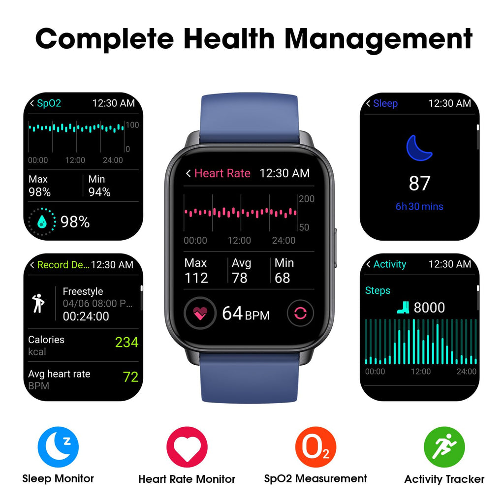 EURANS Smart Watch No App/Phone Required, Long Battery Life Fitness Tracker Watch,HD Screen, Waterproof Activity Tracker with Step Counter for Walking, Pedometer, Calories Tracker for Men Women