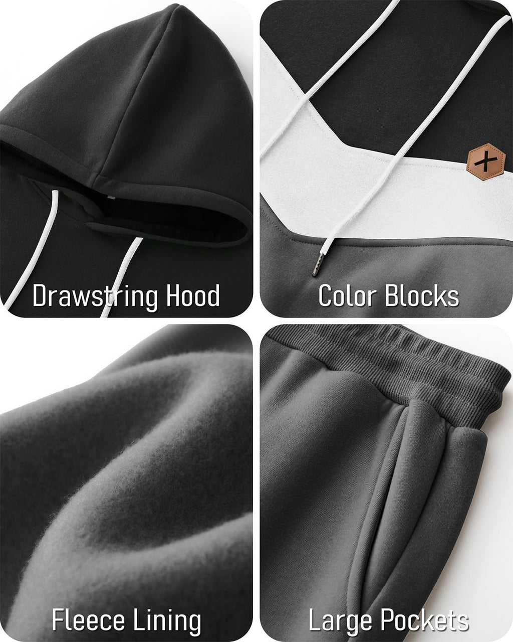 Mens Hoodie Tracksuit Set 2 Pieces Athletic Fleece Hooded Sweatsuit Casual Outfit Sweatshirt and Joggers Set