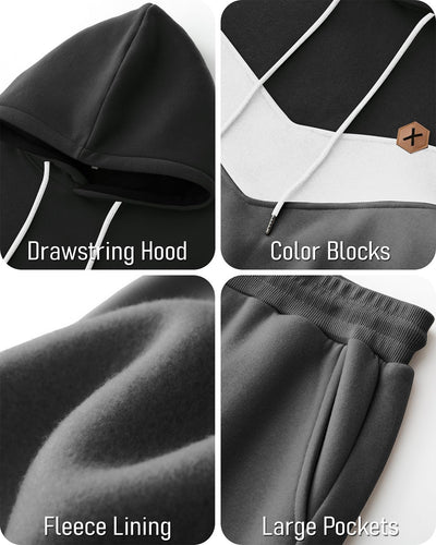 Mens Hoodie Tracksuit Set 2 Pieces Athletic Fleece Hooded Sweatsuit Casual Outfit Sweatshirt and Joggers Set