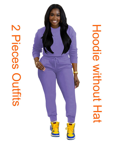 TOPSRANI Womens Two Piece Outfits Bodycon Tracksuit Sweatsuits Hoodie Solid Jogger Biker Workout Lounge Long Sleeve Pant Sets