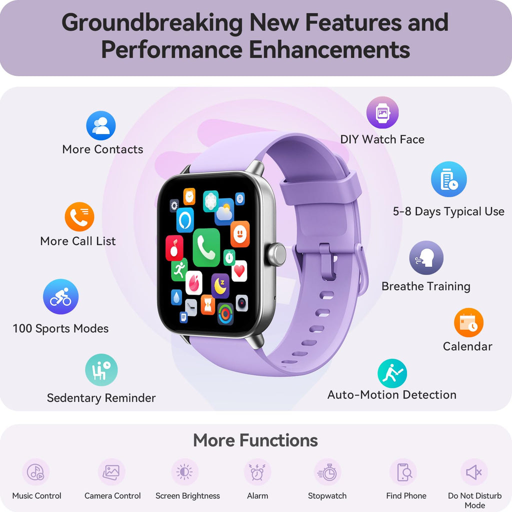 Smart Watch for Women Android & iPhone, Alexa Built-in, IP68 Waterproof Activity Fitness Tracker with Bluetooth Call (Answer/Make), 1.8" Smartwatch with Heart Rate/SpO2/Sleep Monitor, 100+ Sports Mode