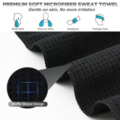 Microfiber Gym Towels for Working Out, Quickly Dry Yoga Towels for Men & Women Tennis, 16 Inch x 27 Inch, 6 Pack, Black