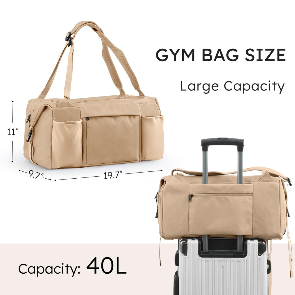 Gym Bag for Men with 2 Upgraded Bottle Holders Convertible Duffle Bag and Gym Backpack Waterproof Sports Bags with Shoes Compartment and Wet Pocket - Black