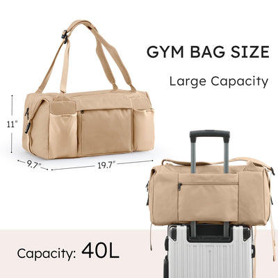 Gym Bag for Men with 2 Upgraded Bottle Holders Convertible Duffle Bag and Gym Backpack Waterproof Sports Bags with Shoes Compartment and Wet Pocket - Black