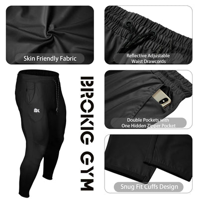 BROKIG Mens Lightweight Gym Jogger Pants,Men's Workout Sweatpants with Zip Pocket