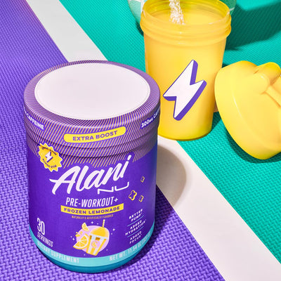 Alani Nu Pre Workout+ Powder Frozen Lemonade, Extra Boost, Sugar Free, 300mg Caffeine, L-Theanine, Beta-Alanine, Citrulline, 30 Servings