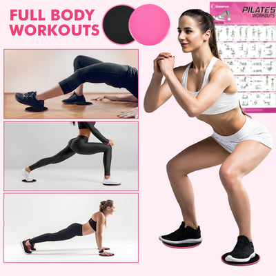 Pilates Ring Set with Resistance Bands Set, Pilates Ball, Sliding Disks – Workout Equipment Home Gym Includes Complete Fitness Poster