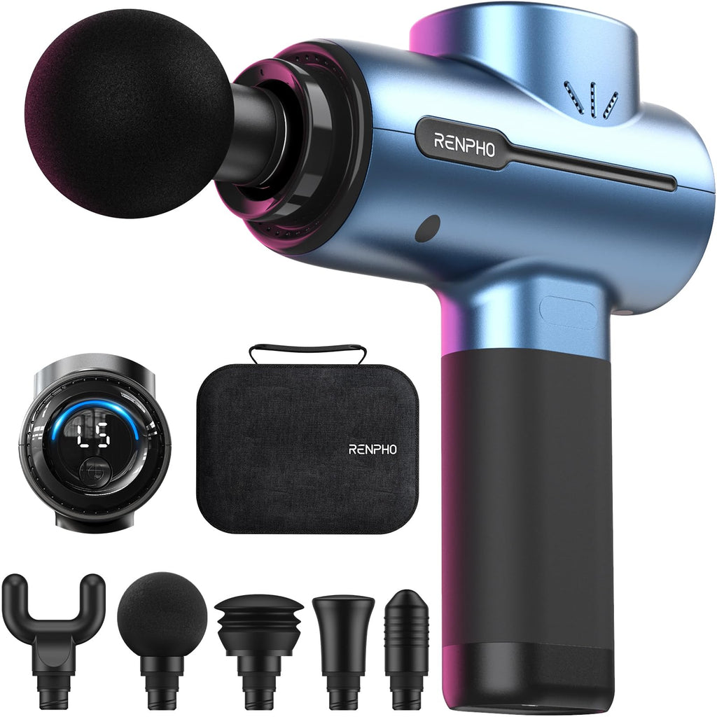 RENPHO Massage Gun Deep Tissue, Christmas Birthday Gifts for Women Men, Portable Percussion Massager for Back and Neck, Handheld Device with Carry Case, Active