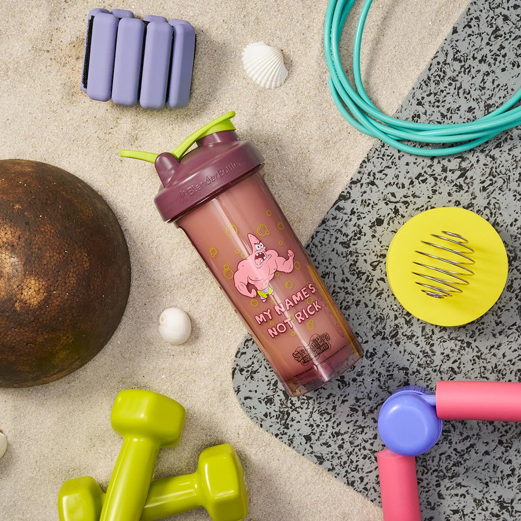 BlenderBottle Spongebob Shaker Bottle Pro Series Perfect for Protein Shakes and Pre Workout, 28-Ounce, Blue, Im Ready!