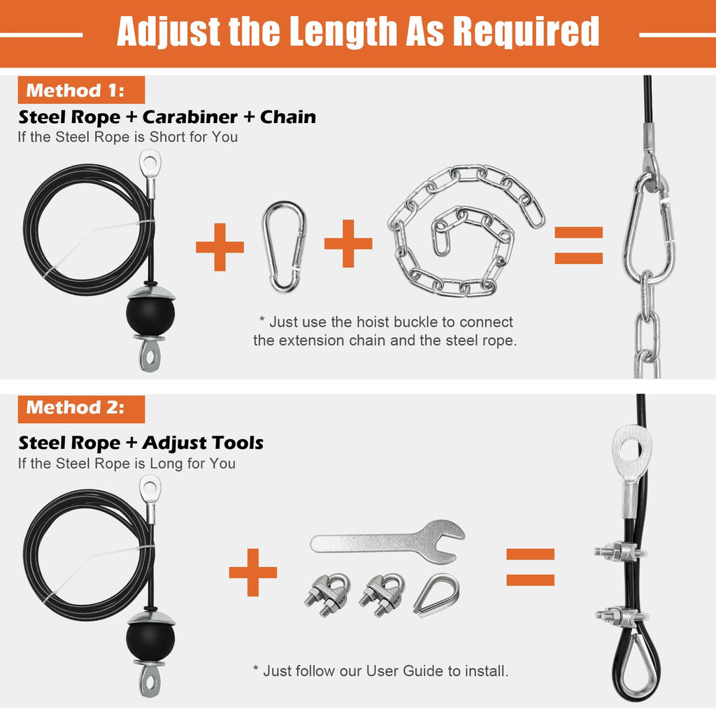 SERTT Home Gym Pulley System - Tricep Workout, Lat Pulldown, Biceps Curl, Triceps, Shoulders, Back, Forearm, Weight Cable for Squat Rack, Garage