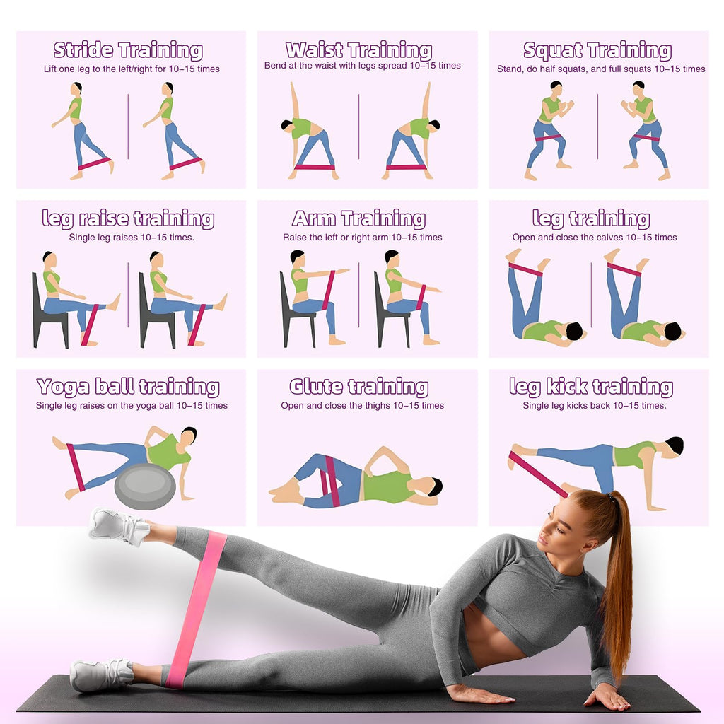 Resistance Loop Exercise Bands, Resistance Bands Exercise Bands for Home Fitness, Stretching, Strength Training, Physical Therapy,Elastic Workout Bands for Women Men Kids, Set of 5