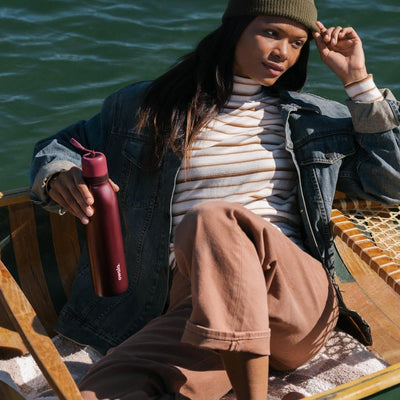 Owala FreeSip Twist Insulated Stainless Steel Water Bottle with Straw for Sports and Travel, BPA-Free, 24-oz, Purple/Purple (California Grapevine)