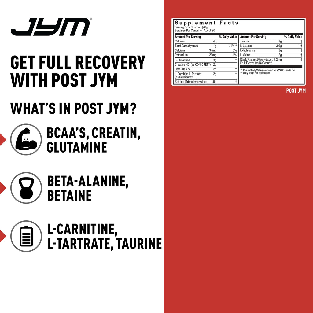 JYM Supplement Science Post JYM Active Matrix Mandarin Orange Amino Recovery Powder Pure Creatine HCL, BCAA’s, Glutamine, Carnitine, Betaine, Taurine for Strength, Repair, Performance 30 Servings