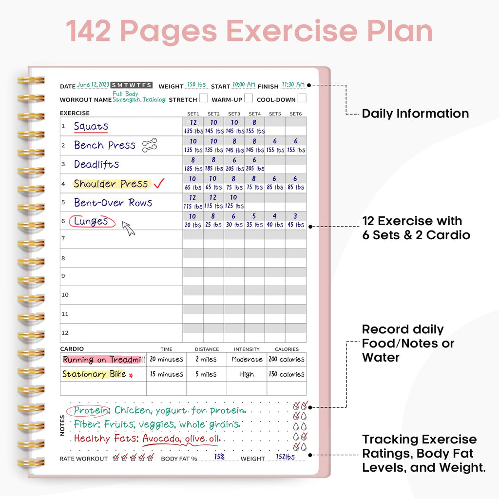 Fitness Workout Journal for Women & Men, A5(5.5" x 8.2") Workout Log Book Planner for Tracking, Progress, and Achieving Your Wellness Goals - Green