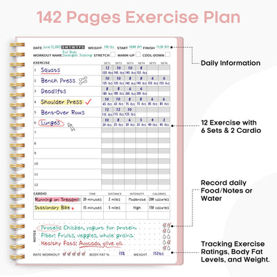 Fitness Workout Journal for Women & Men, A5(5.5" x 8.2") Workout Log Book Planner for Tracking, Progress, and Achieving Your Wellness Goals - Green