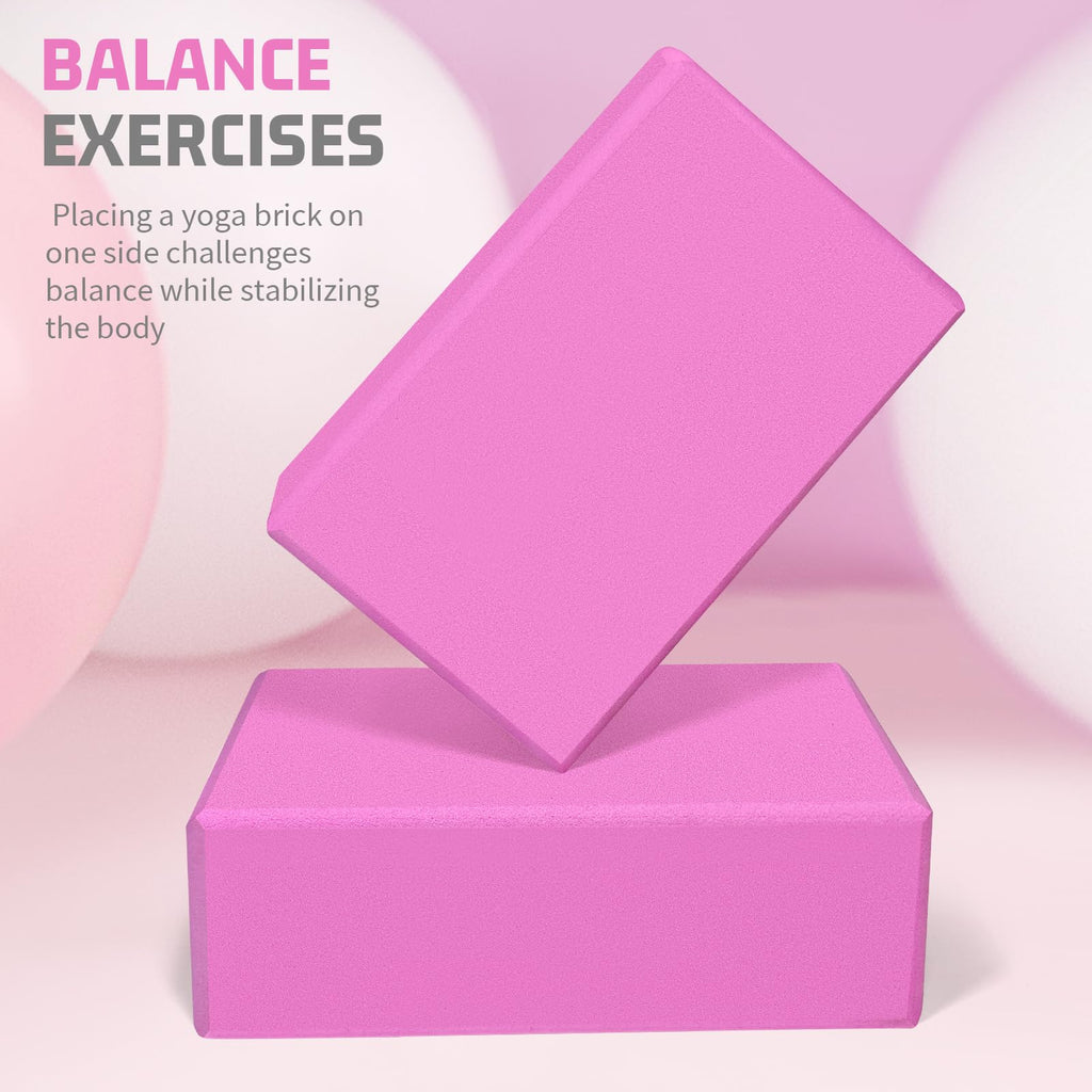 Yoga Blocks 2 Pack, EVA Foam Yoga Block Supportive, Non-Slip Exercise Blocks, Yoga Accessories for Pilates, Meditation, Balance, Stretching and Deep Poses