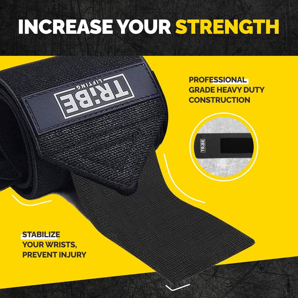 Heavy Duty Wrist Wraps & Lifting Straps – Weightlifting Wrist Wraps for Men with Silicone Grip & Padding – Gym Wrist Straps for Weightlifting