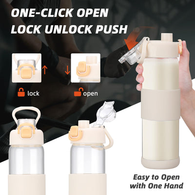 Glass Water Bottle for Protein Mixes 24 oz Protein Shaker Bottles with Whisk Ball Portable Leak Proof Shaker Blender for Fitness BPA Free