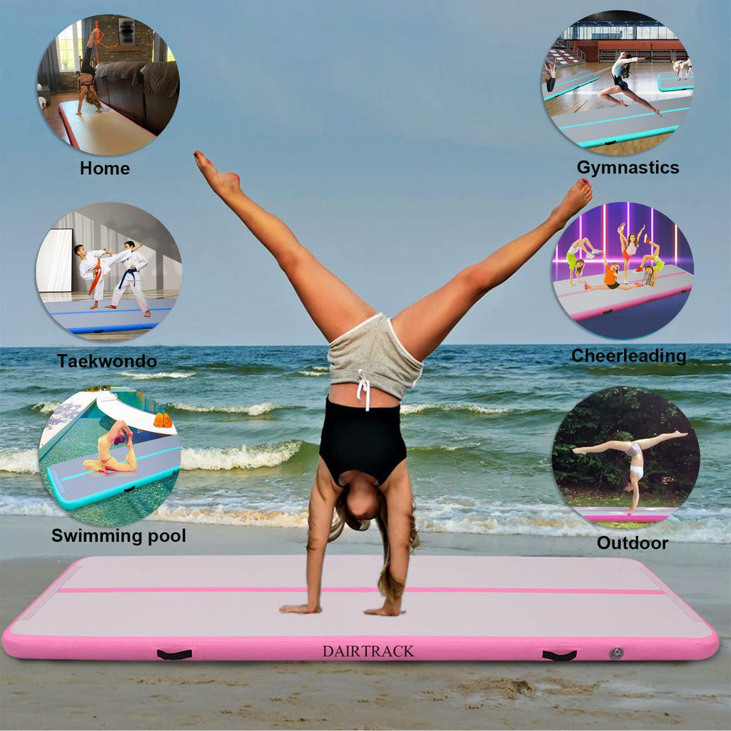 DAIRTRACK Inflatable Gymnastics Air Mat 10ft/13ft/16ft/20ft Tumble Track Tumbling Mats for Home Use/Gym/Training/Cheerleading/Yoga/Water