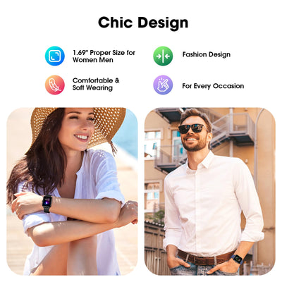 Smart Watch No App/Phone Required,42mm Smartwatch for Women Men,Fitness Tracker Watch with Heart Rate Monitor, Sleep Tracker, Pedometer,Step Counter,IP68 Waterproof, for Android iOS Phones