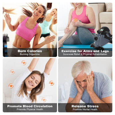 Mini Exercise Bike, AGM Under Desk Bike Pedal Exerciser Foot Cycle Arm & Leg Pedal Exerciser with LCD Screen Displays