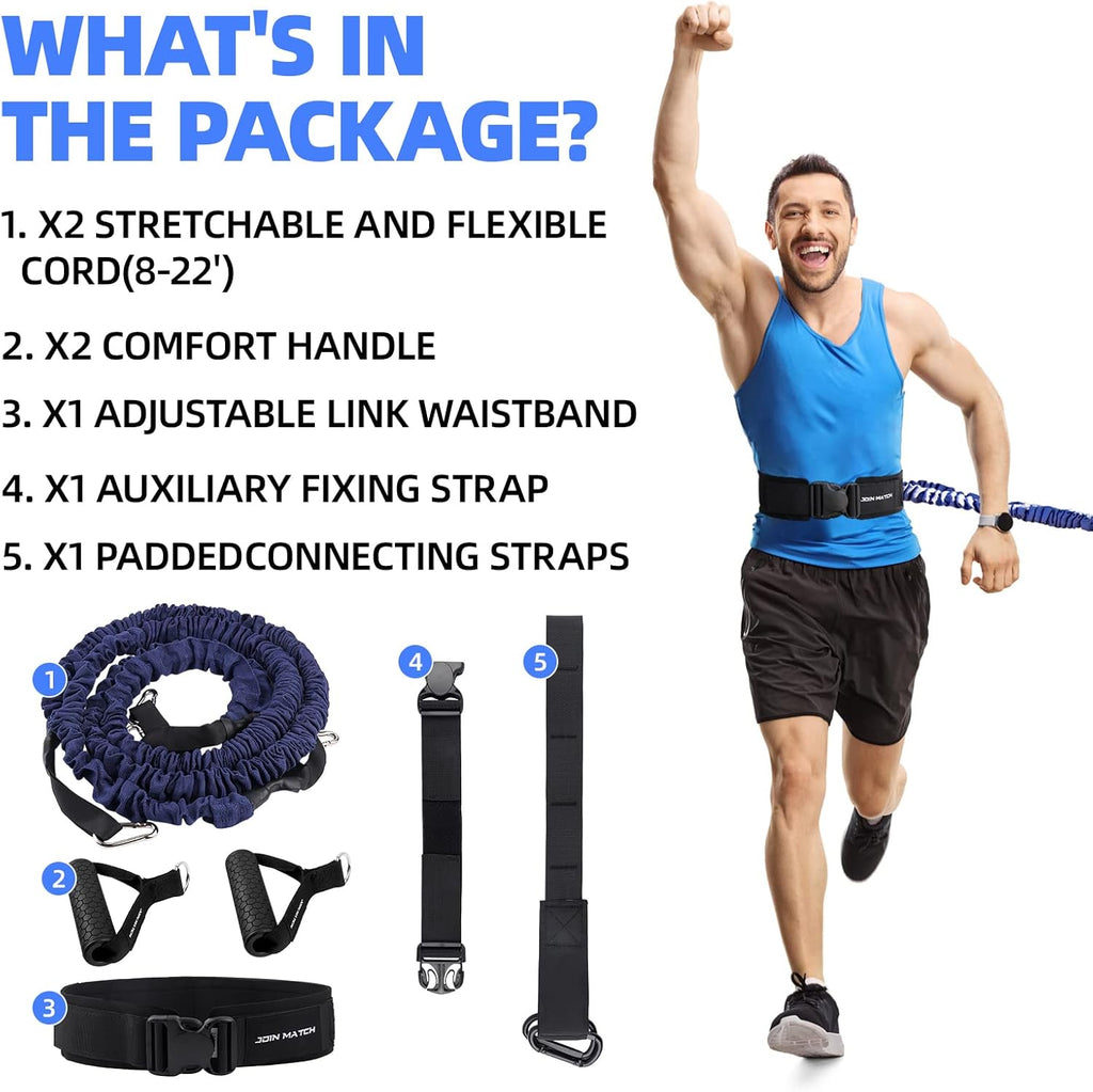 Workout Suspension Resistance Trainer System, Exercise Explosive Force Bounce Physical, Training Resistance Rope Improve Speed，Stamina, Mobility, Strength and Help You Build Muscle.