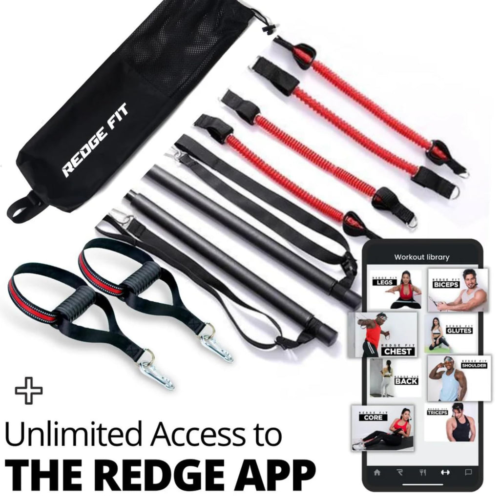 Redge Fit™ Complete Portable Full Body Home Gym Park Workout Set I Best Gift for Christmas I Resistance Bands for Beginners to Elite Athletes I Train Insane (with Free app)